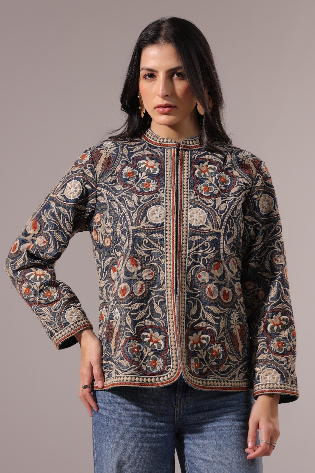 premium embroidered denim jacket