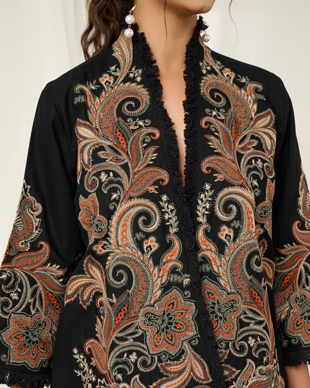 Kimono With Pant Embroidery cord set